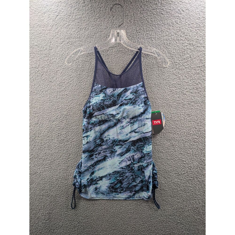 NEW TYR Womens Tessa Blue High Neck Crossback Tankini Top sz 4/6 style TTESHA7A
